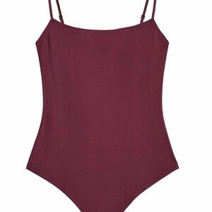 Zara Burgundy Polyamide Bodysuit with Thin Straps